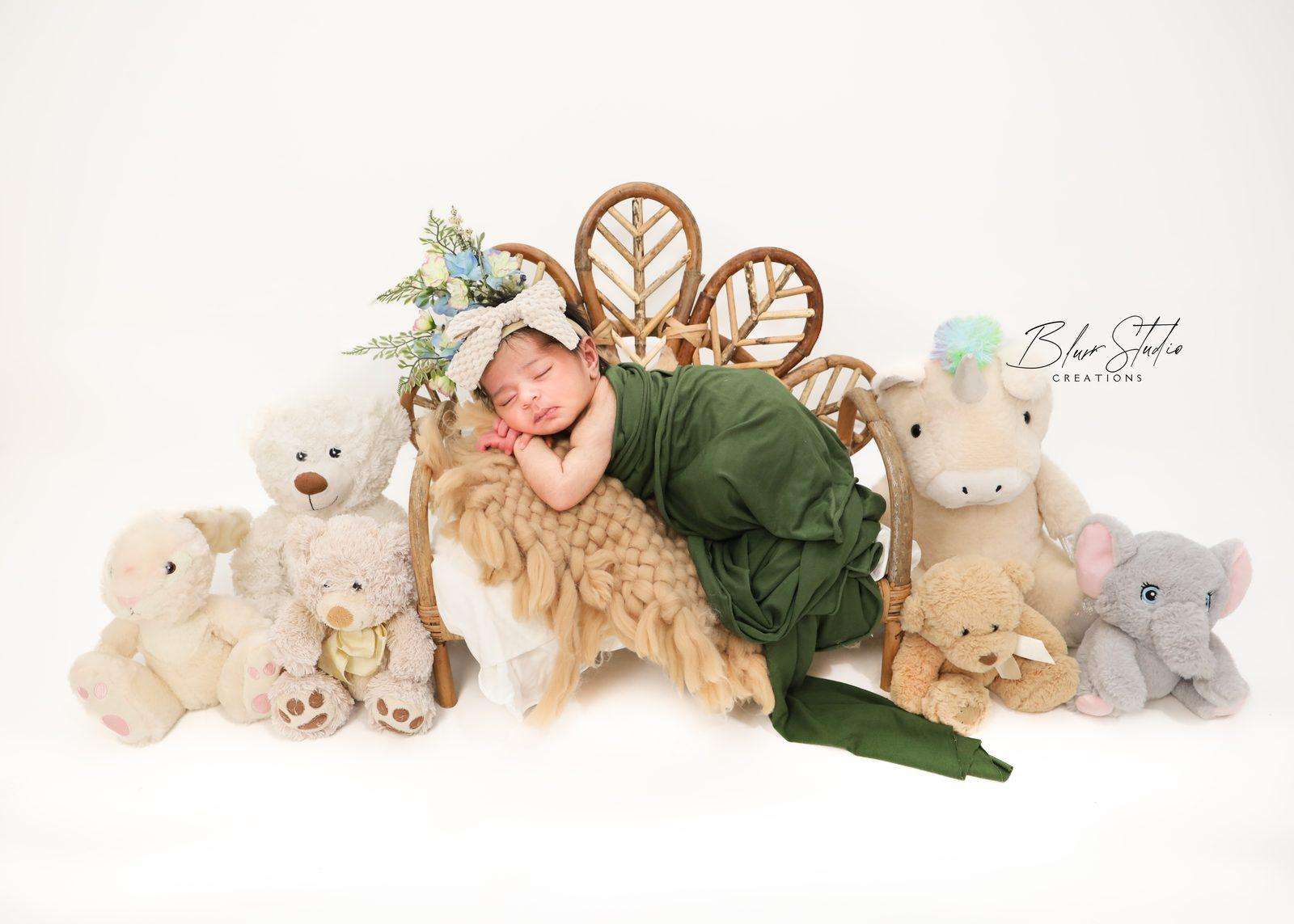 Newborn — green boho chair