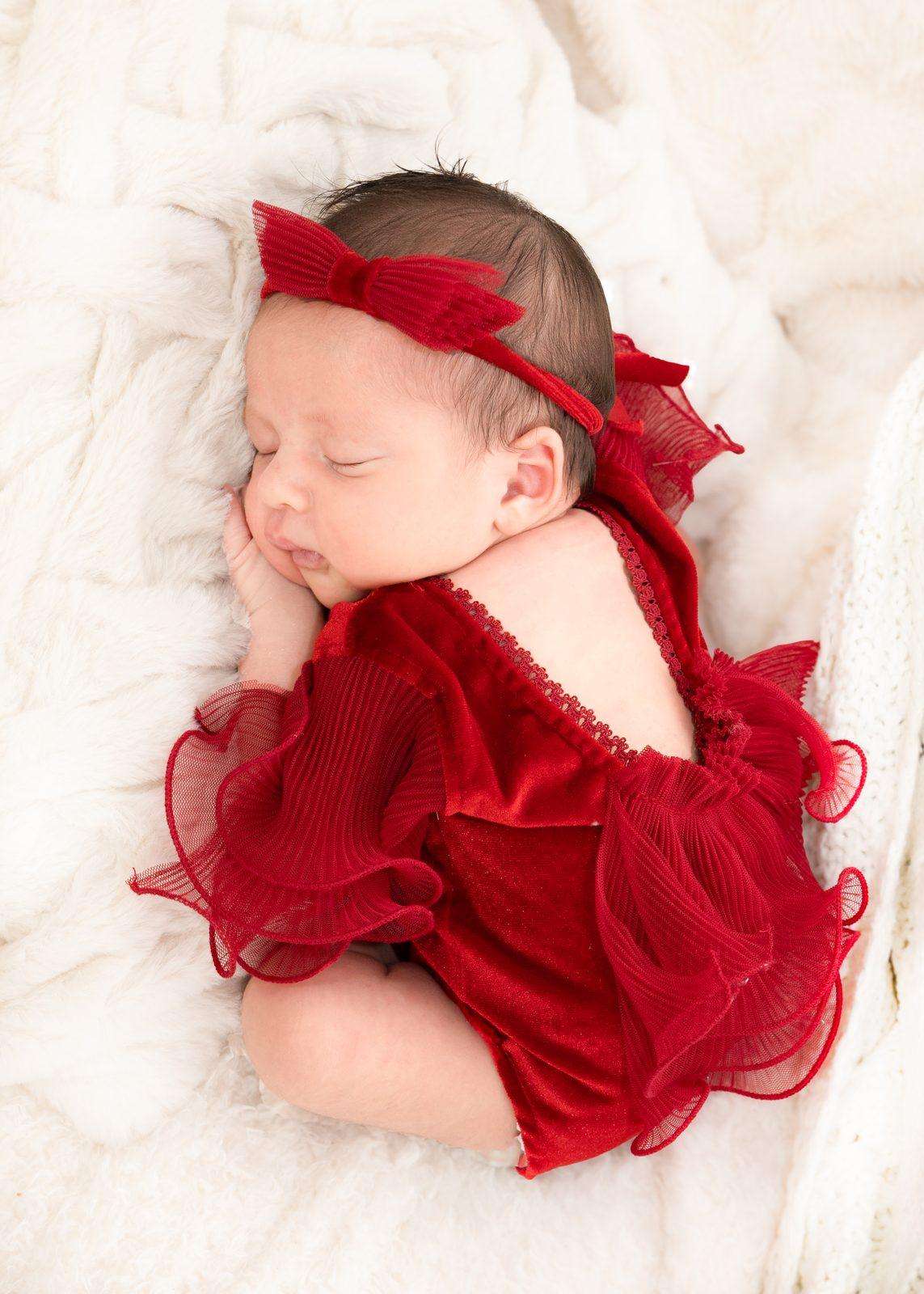 Newborn — red dress fur